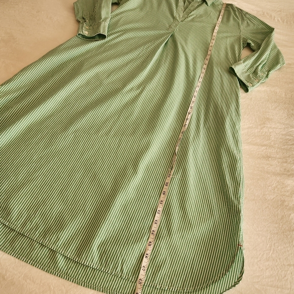 Xirena Marlowe Green White Clover Collared Stripe Shirt Dress Maxi Long M Cotton - Picture 9 of 13